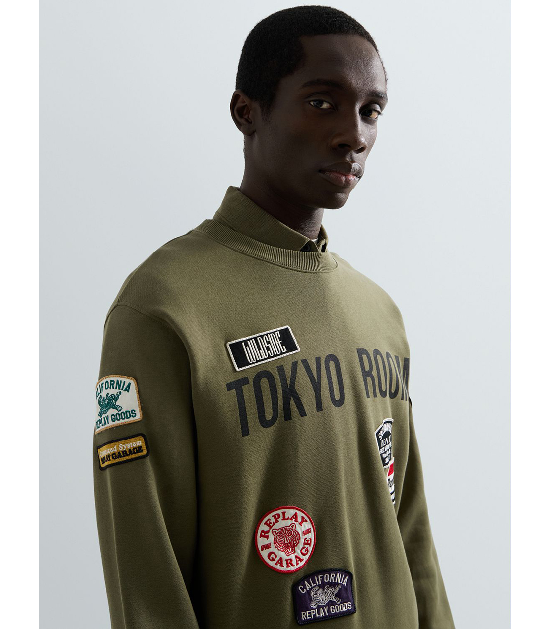 ブラッシュドコットン パッチスウェット 詳細画像 モスグリーン 5